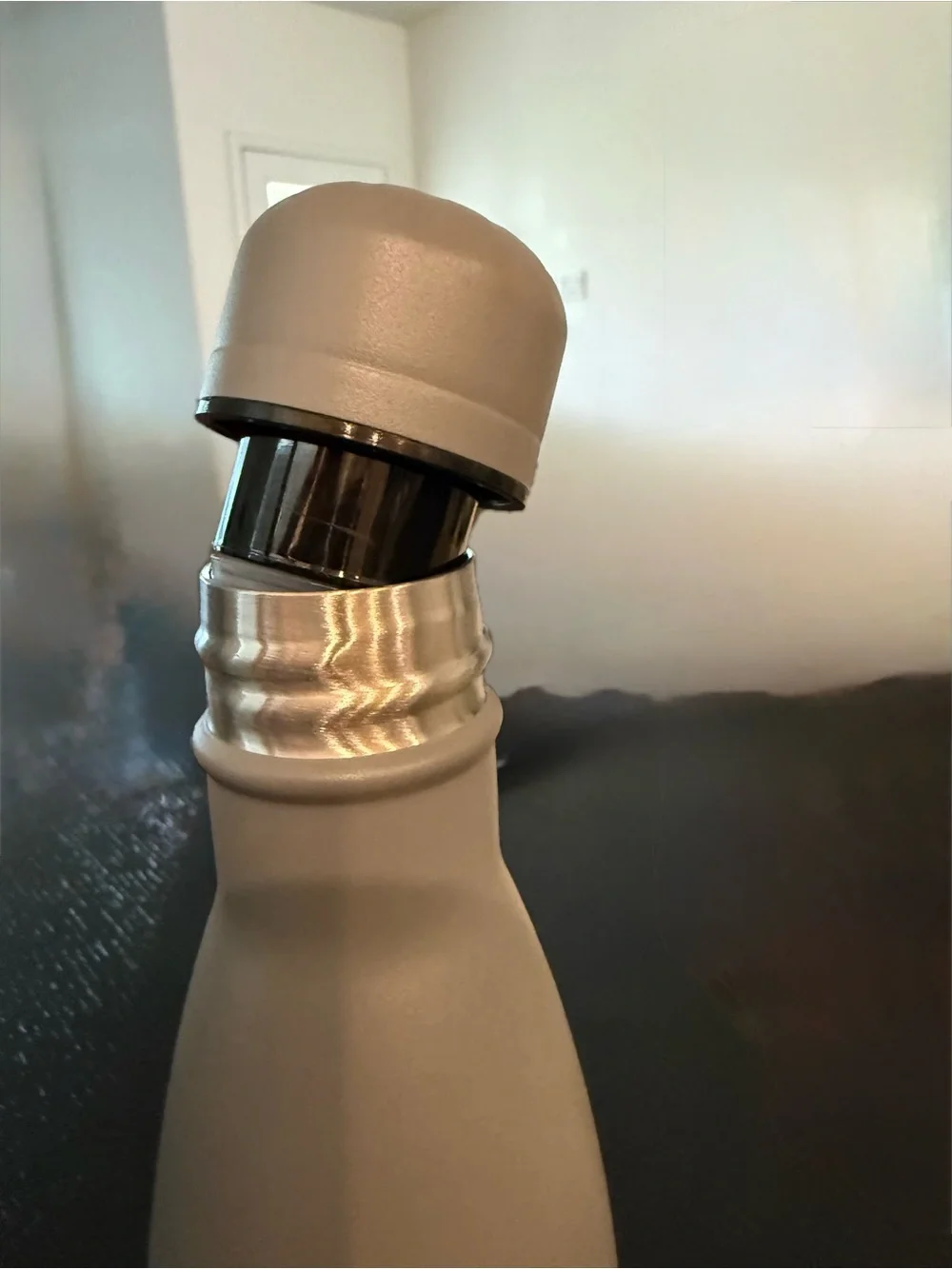 Matte Cream Insulated Bottle with Subtle Logo - Picture 5 of 5